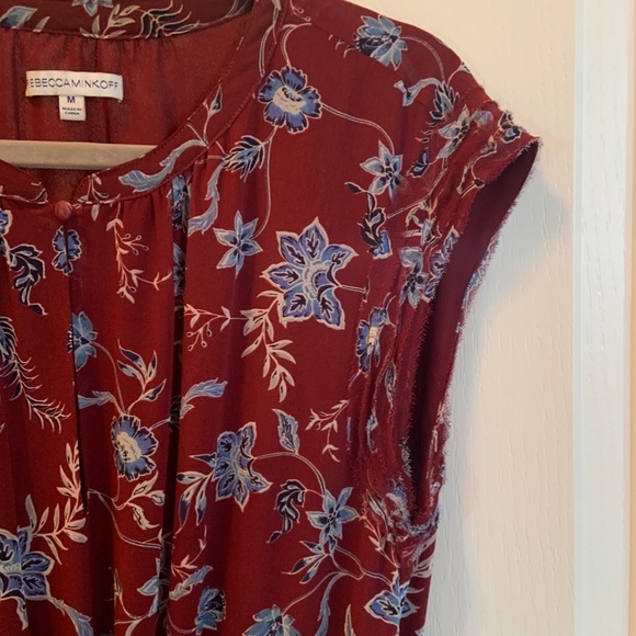 Rebecca Minkoff Burgandy Floral Midi Dress Size M - Picture 3 of 5